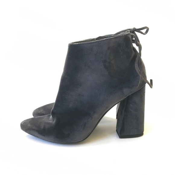 Stuart Weitzman Velvet Grandy Pane Boots Booties Womens 8 Gray Heels Pointed Toe - Picture 5 of 12